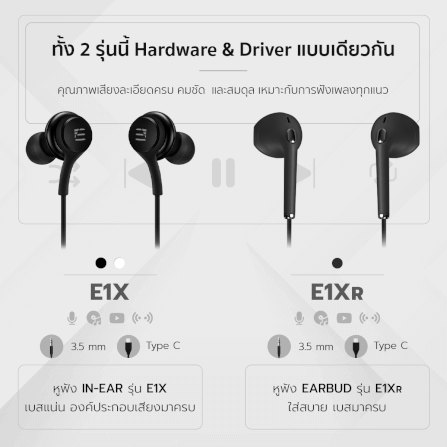 หูฟัง เอียร์บัด ENYX รุ่น E1X-R 3.5MM และ TYPE-C เสียงดี เบสแน่น มีไมโครโฟน หูฟังมีสาย_2